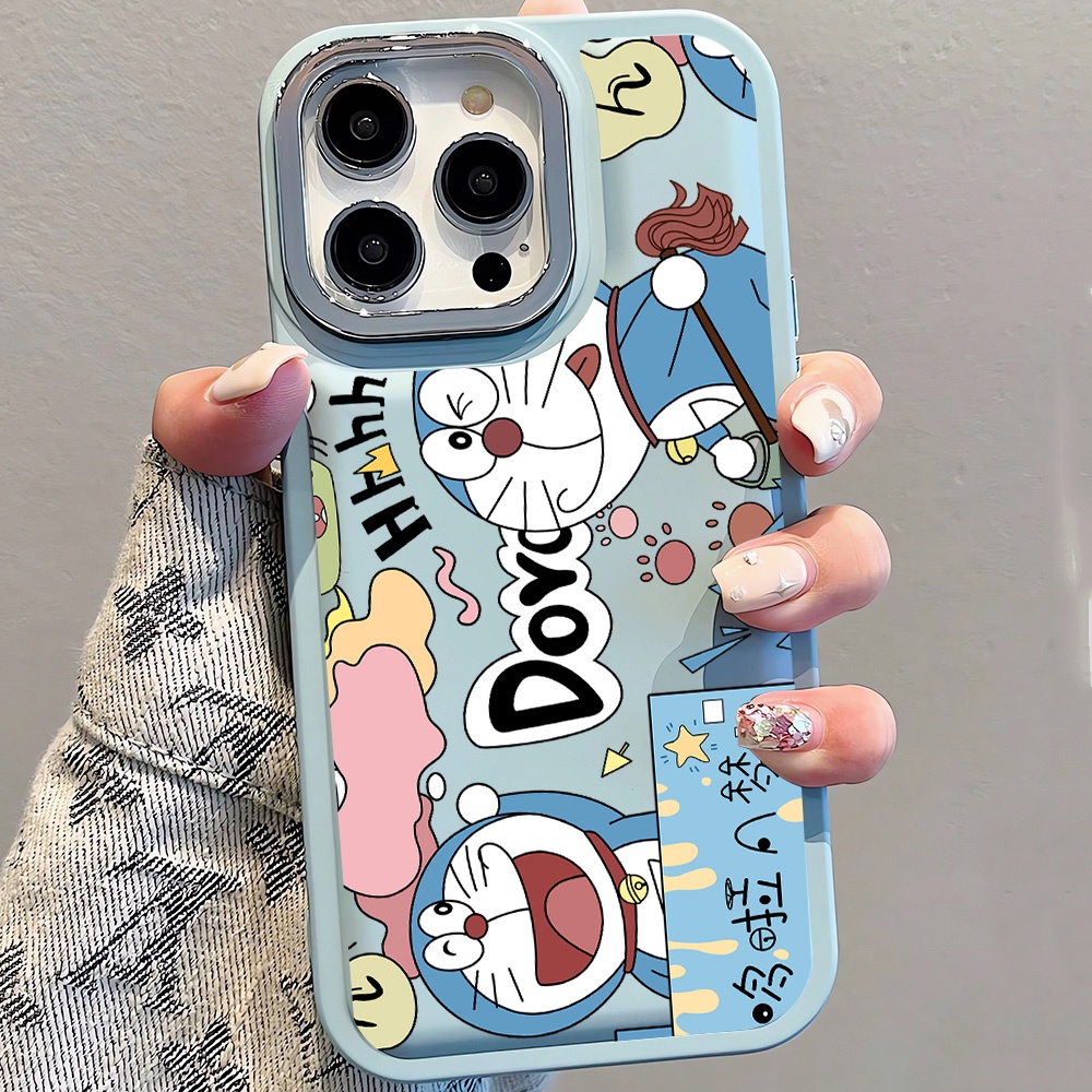 Ốp Điện Thoại Mềm Hình doraemon Mặt Cười Có Túi Khí Bảo Vệ lens Cho iphone 15promax 14promax 13 12 11 7plus x xr xsmax