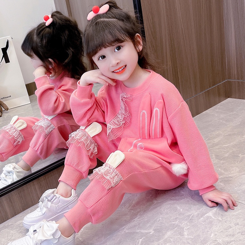 Set Đồ Thể Thao Hai Món Họa Tiết Hoạt Hình Thời Trang Xuân Thu 2023 Cho Bé Gái