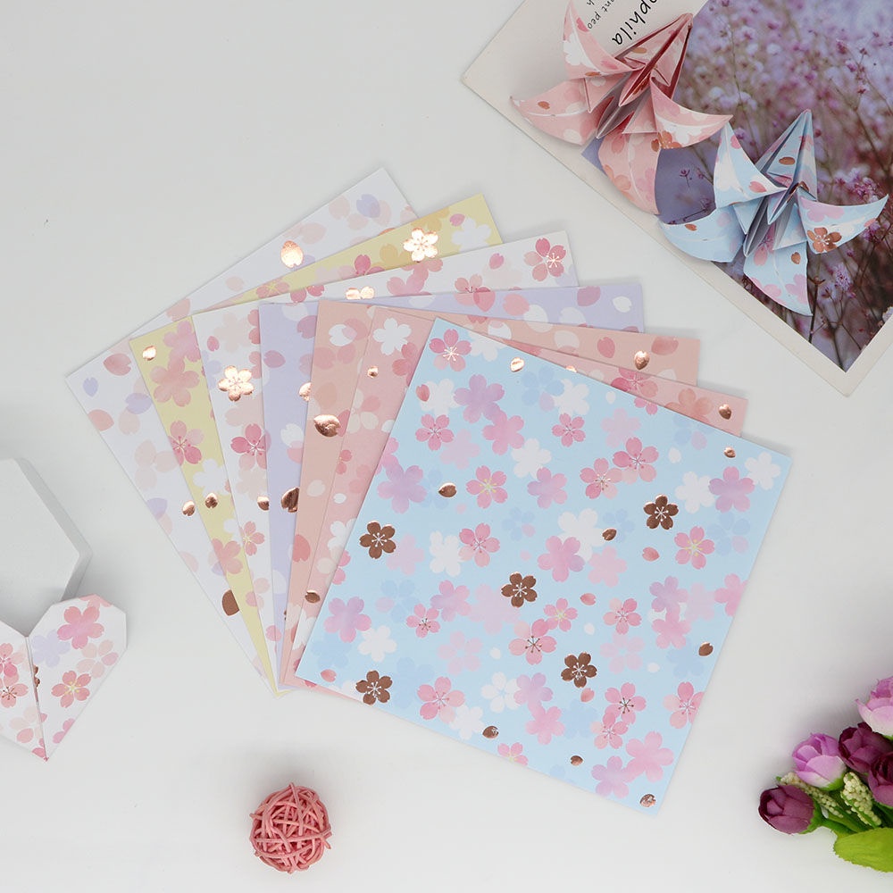 Giấy Xếp origami Hình Vuông 15cm Họa Tiết Hoa Anh Đào Làm Bằng Tay diy❤10.19❤