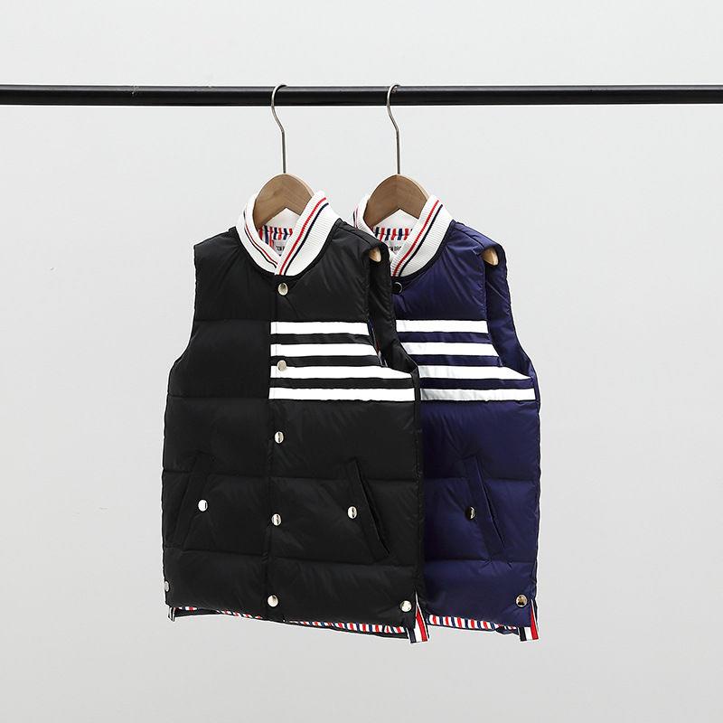 Thom browne Áo Khoác Phao Không Tay Họa Tiết Kẻ Sọc Thời Trang Mùa Đông Ấm Áp Dành Cho Trẻ Em