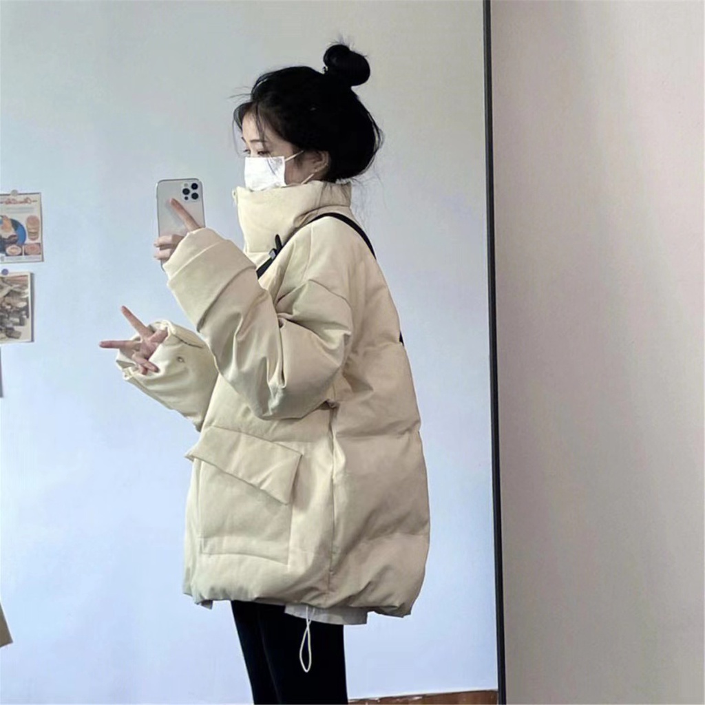 Áo Khoác Phao Dày Dặn Phong Cách retro Hàn Quốc Cho Nữ