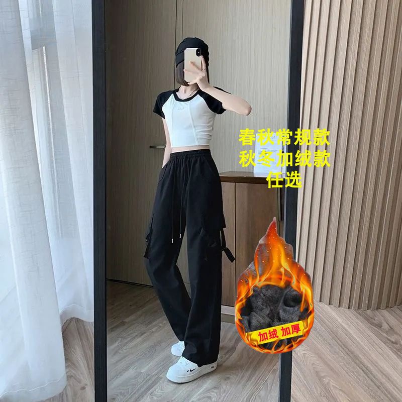 Quần Yếm Dài Vải Lông Cừu Dáng Rộng Phong Cách retro Mỹ Thời Trang Mùa Đông Cho Nữ