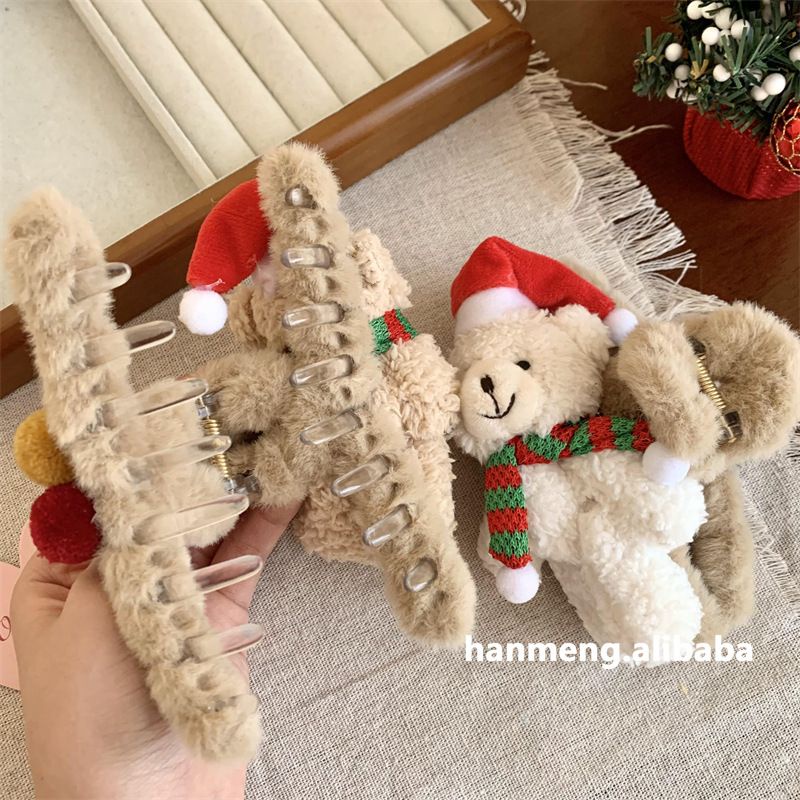 Kẹp Tóc Đuôi Ngựa Bằng Vải Bông Phong Cách Giáng Sinh Dễ Thương Độc Đáo Thời Trang Thu Đông Cho Nữ