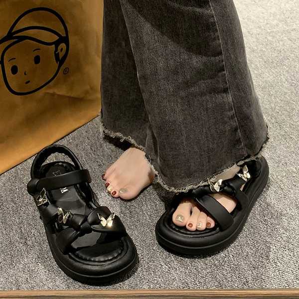 Sandal roman Đế Dày Thắt Nơ Phong Cách Mới