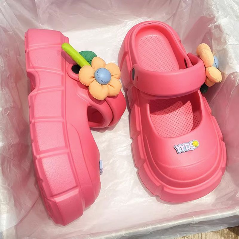 Dép Đi Trong Nhà Đế Dày Hở Ngón Đế Dày Tăng Chiều Cao Đính Hoa Dễ Thương Cho Nữ mary jane