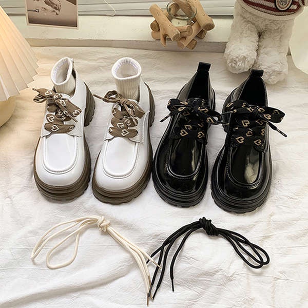 Giày Da Đế Dày Màu Trơn Phong Cách Hàn Quốc Thời Trang Mới 2023