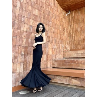 Đầm Đuôi Cá Hai Dây Ôm Dáng Dài Màu Trơn Quyến Rũ Nóng Bỏng Cho Nữ