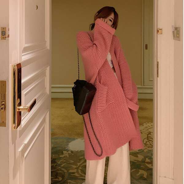 Áo Khoác cardigan Dệt Kim Dày Dặn Dáng Rộng Thời Trang Thu Đông Cho Nữ