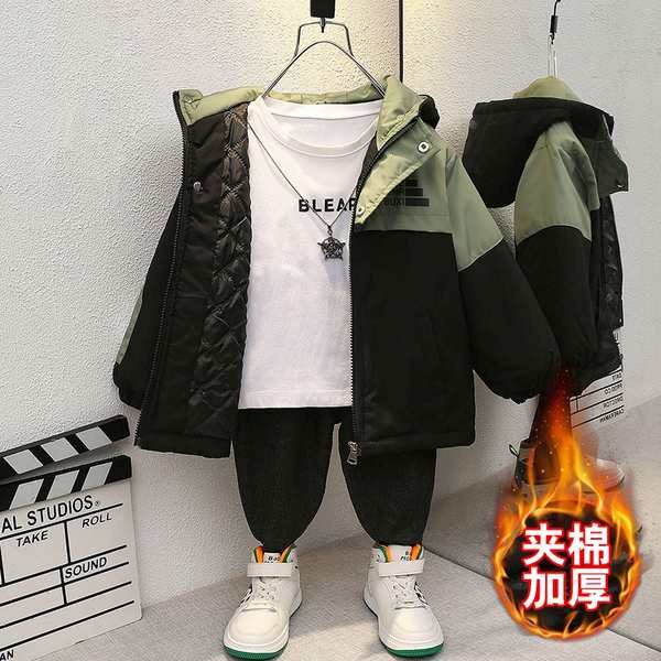 Quần áo mùa đông cho bé trai Barabara Áo khoác bông 2023 Áo khoác bông trẻ em mới