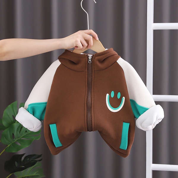 Ballabara Clear Boy Plus Plush Jacket 2022 Em bé mới vô lại đẹp trai mùa đông áo bông trẻ em dày bông