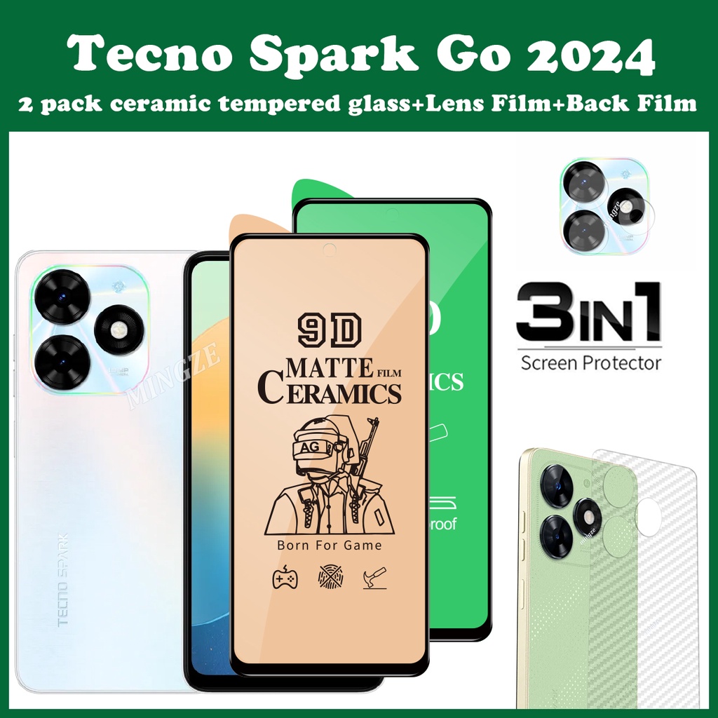 Kính Cường Lực 3 Trong 1 Bảo Vệ Màn Hình Dành Cho tecno spark go 2024 Kèm Phụ Kiện