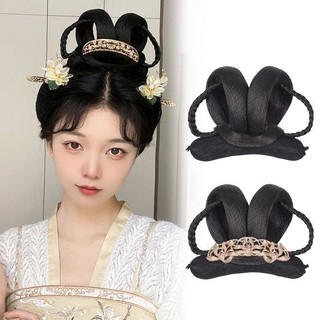 Hanfu tóc giả một mảnh tóc bun ming tạo kiểu tóc mũ đội đầu đệm túi tóc