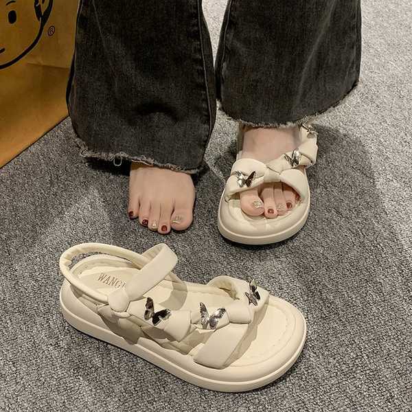 Sandal roman Đế Dày Thắt Nơ Phong Cách Mới