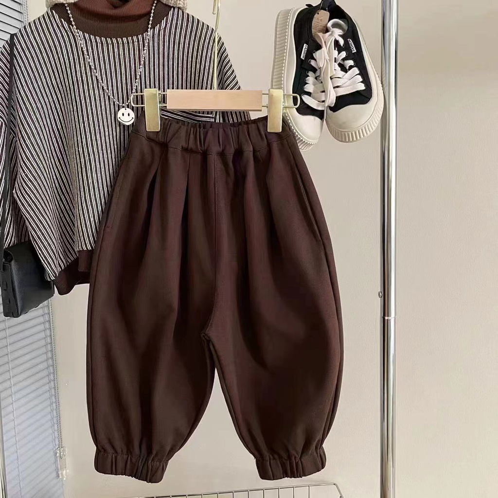 Bộ Áo Sweater Kẻ Sọc + Quần Dài Thời Trang Xuân Thu Phong Cách Hàn Quốc Cho Bé Trai Và Gái