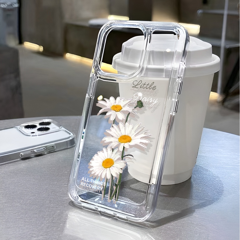 Ốp Điện Thoại Tpu Trong Suốt In Hình Hoa Trắng Không Gian Cho iphone 15 pro max 11 14 13 12 7 8 plus x xr xsmax