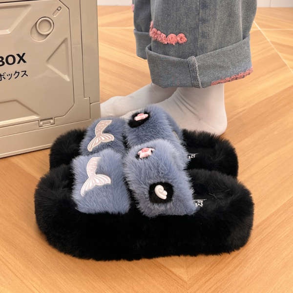 Dép Lông Đế Dày Kiểu Đuôi Cá Phối Dễ Thương Thời Trang 2023