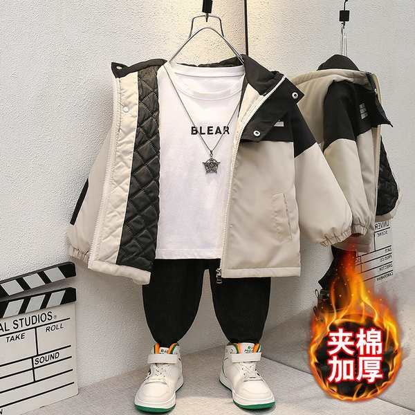 Quần áo mùa đông cho bé trai Barabara Áo khoác bông 2023 Áo khoác bông trẻ em mới