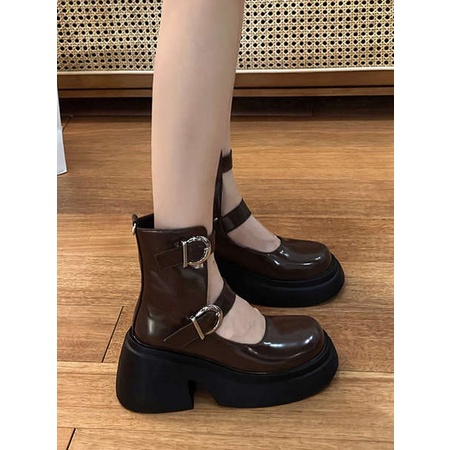 Pháp Đơn Giản mary jane 2023 Dày Trơn