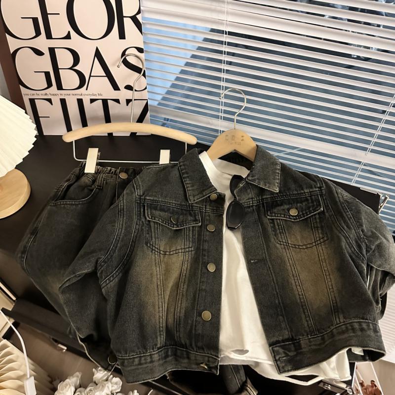 Bộ Áo Khoác denim Hai Món Dáng Rộng Phong Cách Hàn Quốc Thời Trang Xuân Thu 2023 Mới Cho Bé Trai Và Bé Gái