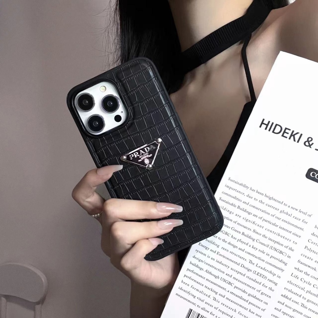 Bao Nắp Gập Chất Giả Da Dập Hình Tam Giác Cho Điện Thoại iphone 15 14 13 12 pro max Ốp