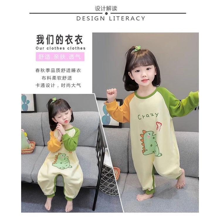 Bộ Đồ Ngủ Liền Thân Hình Khủng Long Hoạt Hình Dễ Thương Cho Bé