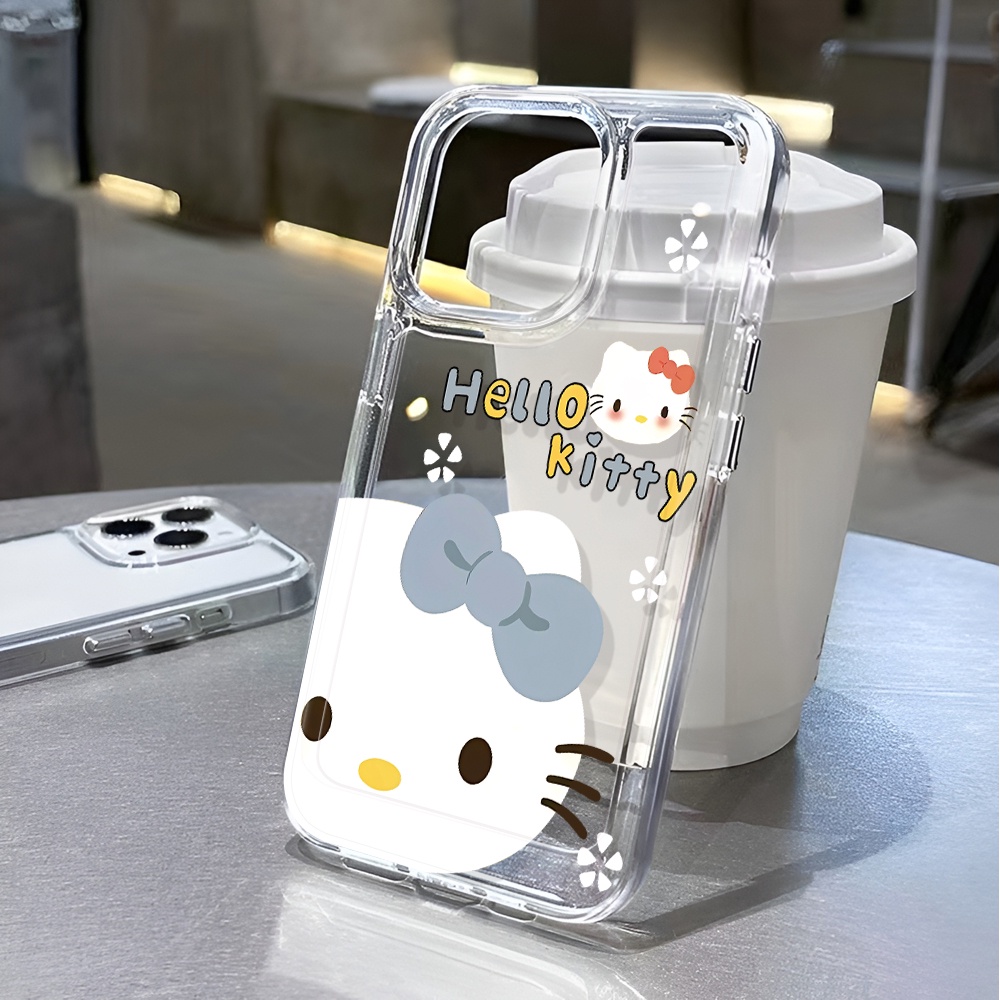 Ốp Điện Thoại Tpu Trong Suốt In Hình hello kitty Màu Hồng Cho iphone 15 pro max 11 14 13 12 7 8 plus x xr xsmax