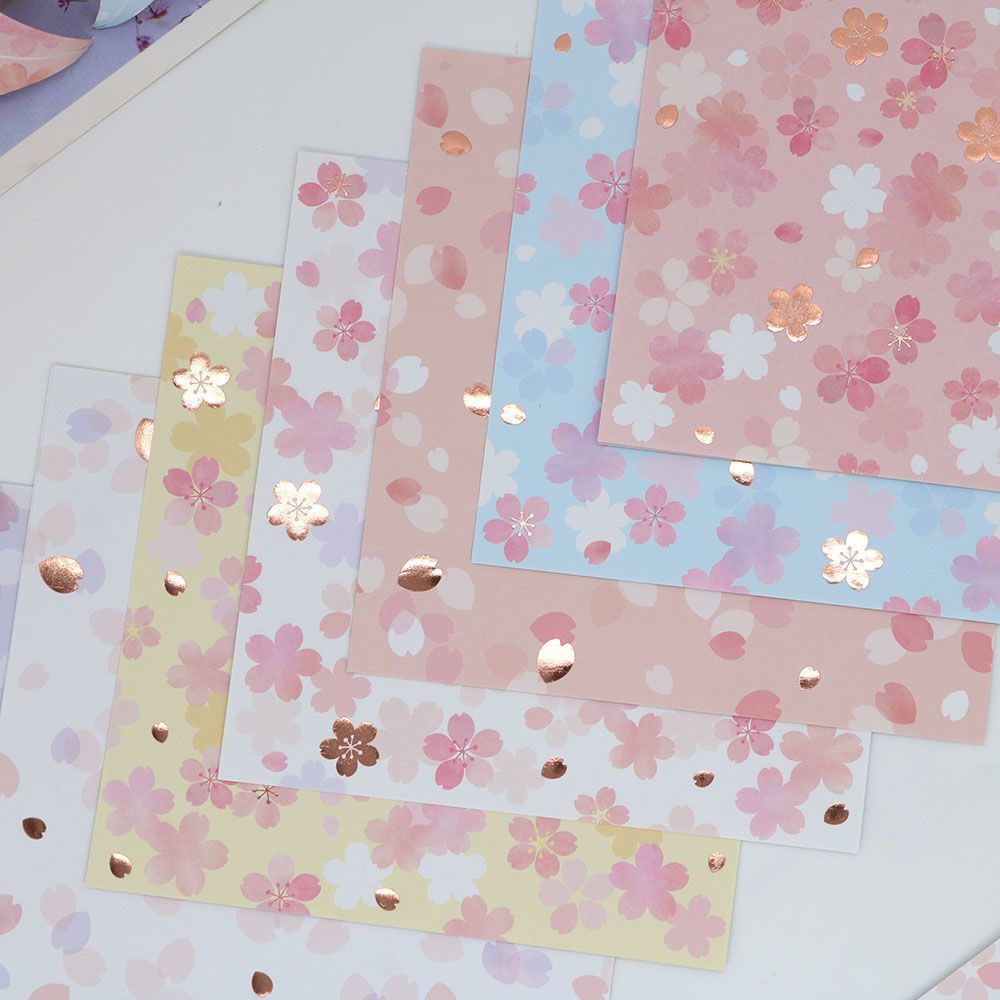 Giấy Xếp origami Hình Vuông 15cm Họa Tiết Hoa Anh Đào Làm Bằng Tay diy❤10.19❤