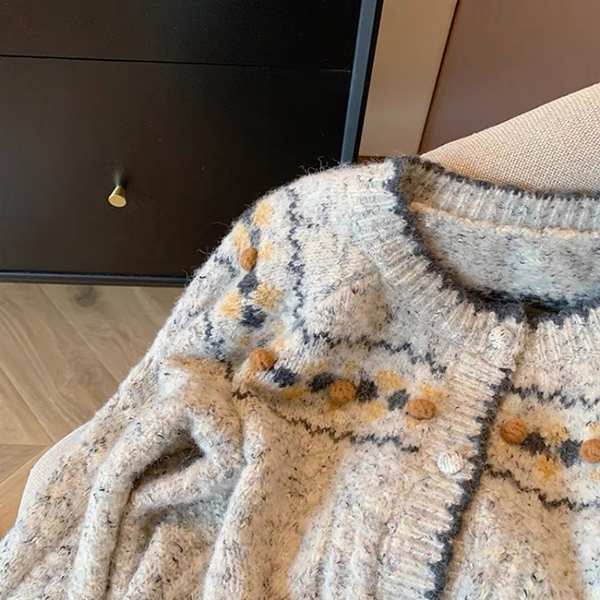 Áo khoác thom browne áo len thom browne Gió lười, áo khoác sáp mềm mại, áo thêu rộng rãi mùa thu đông, áo len siêu ưa cao cấp, áo cardigan dệt kim màu xám nữ