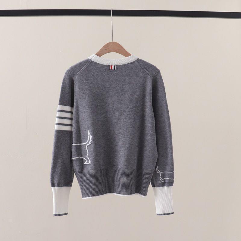Thom browne Áo sweater pullover Cổ Tròn Màu Tương Phản Thời Trang Thu Đông 2023 Mới tb