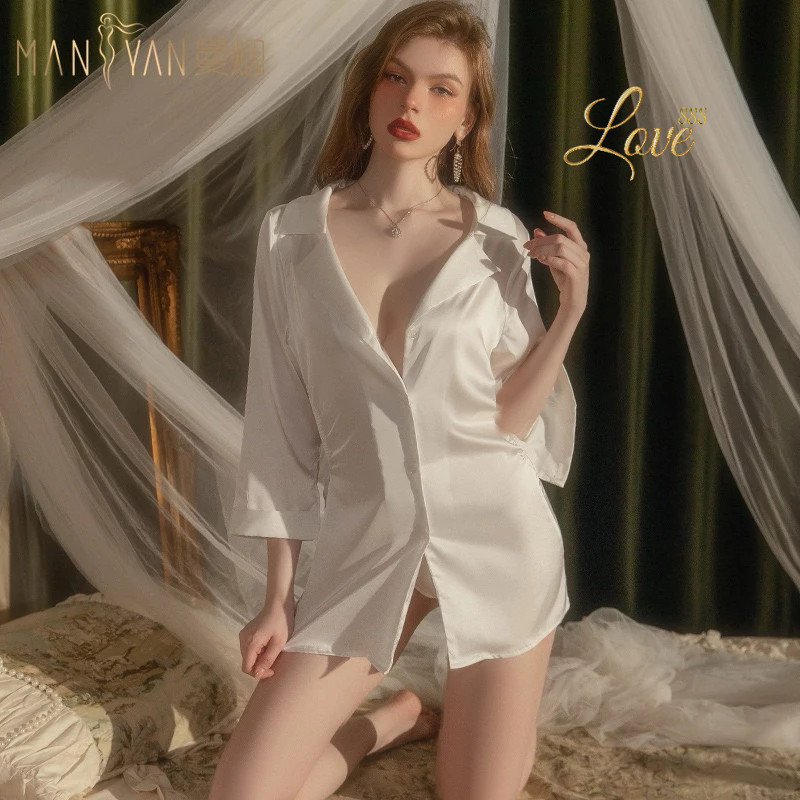 Đồ Ngủ Áo Sơ Mi Dài Model DT730 Mở Lưng (HJ) ️ Nhãn Chính Hãng love888th