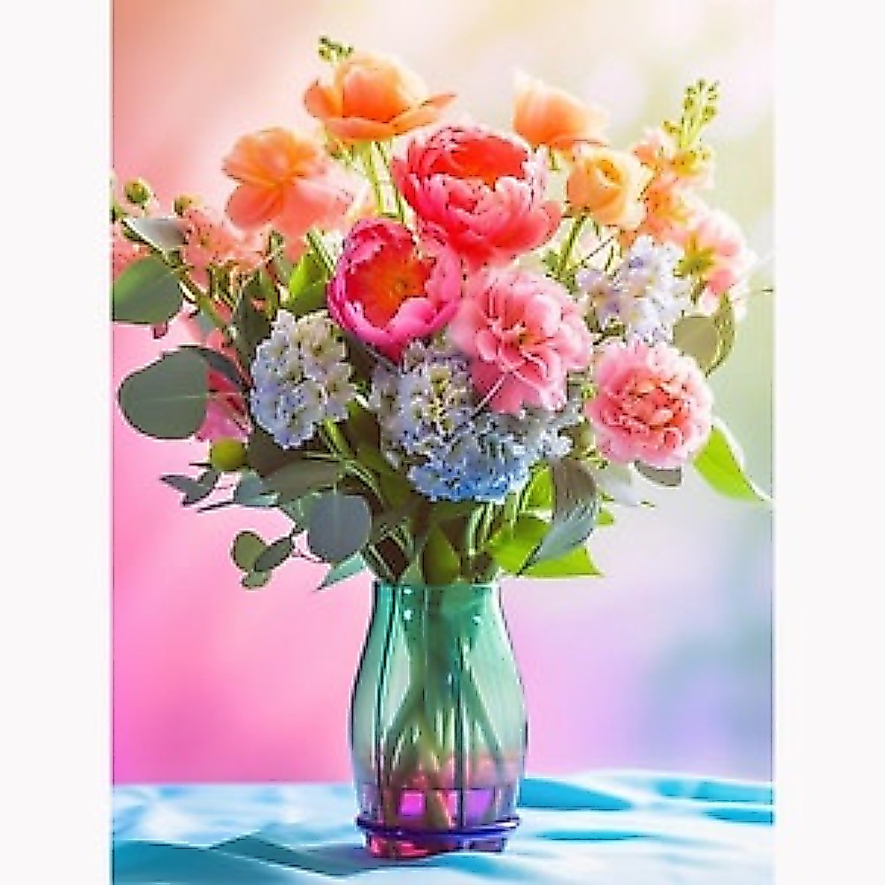 5D DIY Plant Flower / Flower in Vase Diamond Painting, Full Diamond Square / Round Diamond Painting 