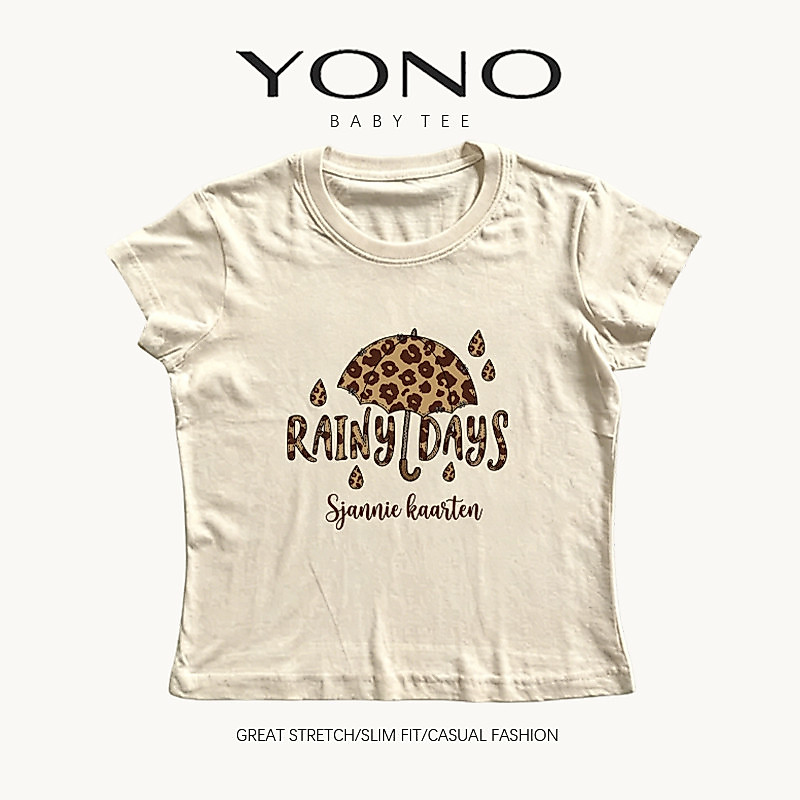 Áo thun nữ YONO RAINY DAYS Leopard Print Umbrella Casual Y2K Style