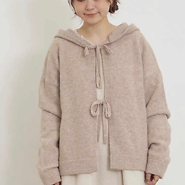 Samansa Mos2 Áo Cardigan có mũ trùm đầu dễ thương Nhật Bản Sản phẩm mới