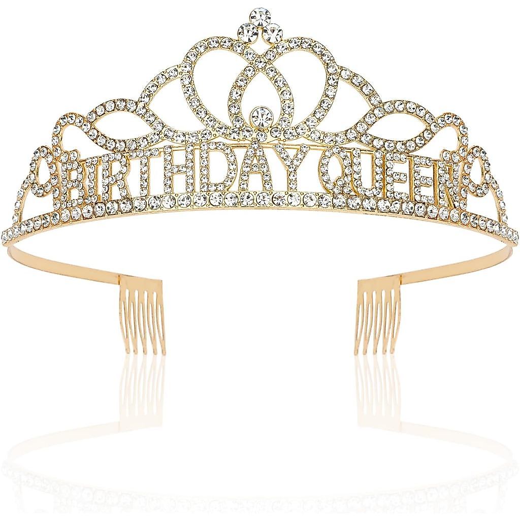CIEHER Gold Birthday Queen Crown Birthday Women Girls, 1 Count (Gói 1)