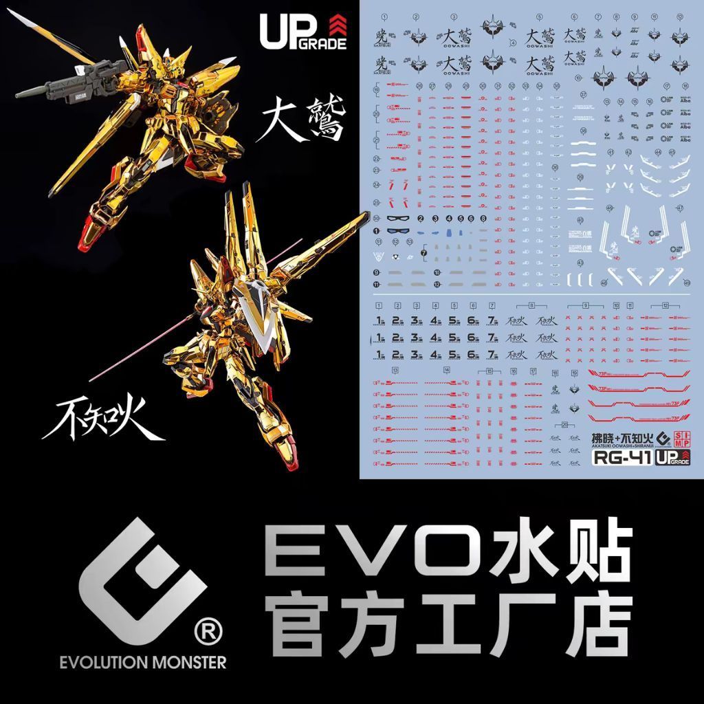 RG AKATSUKI OOWASHI + Đề can trượt nước SHIRANUI Gundam EVO