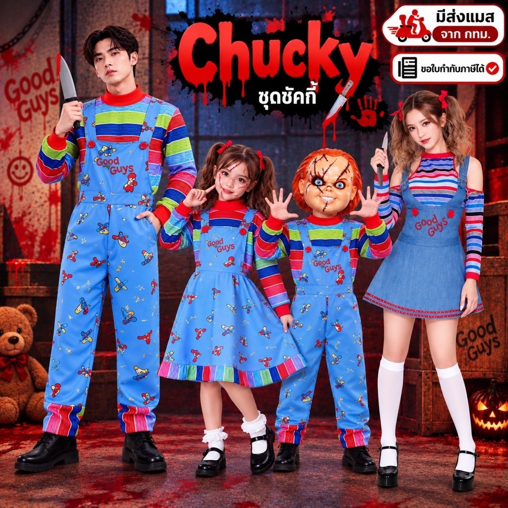 Giao hàng nhanh từ Bangkok Chucky Set Ghost Doll Halloween Cosplay