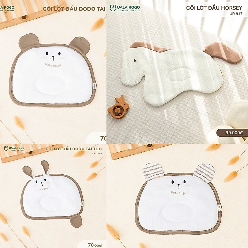(Nhùn nhùn)Gối lót đầu sơ sinh Dodo Ualarogo cho bé mỏng nhẹ 0-12 tháng chất liệu cao cấp, mềm mại