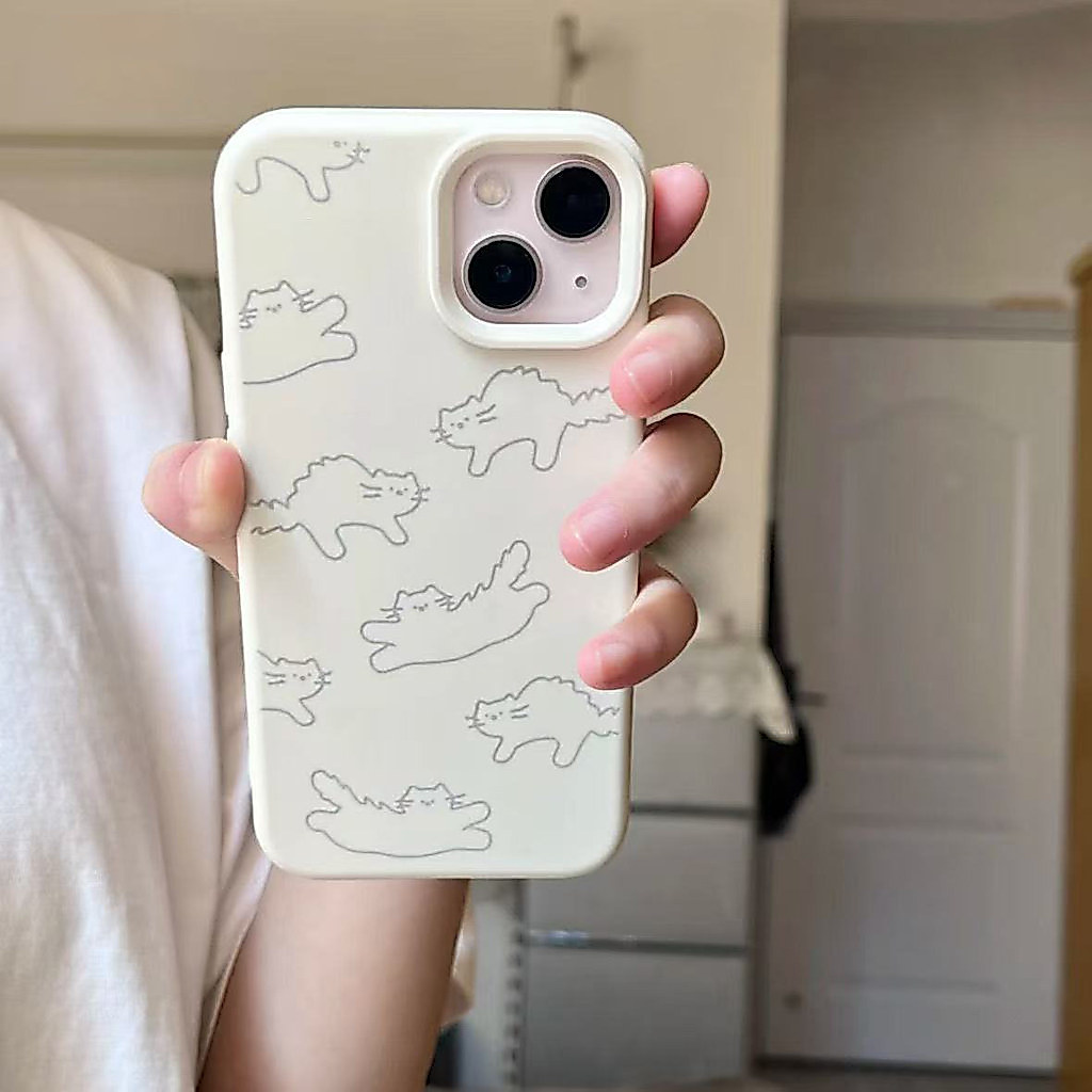 Line Cat Suitable for iPhone 17 Promax Phone Case 16/15 Plus Creative 141312pro