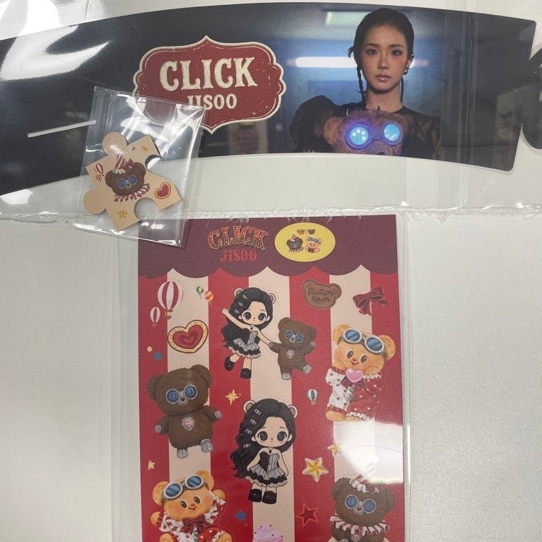 Click Jisoo x Butterbear (Click x Butterbear) Cốc tay áo + Miếng dán có túi làm mát