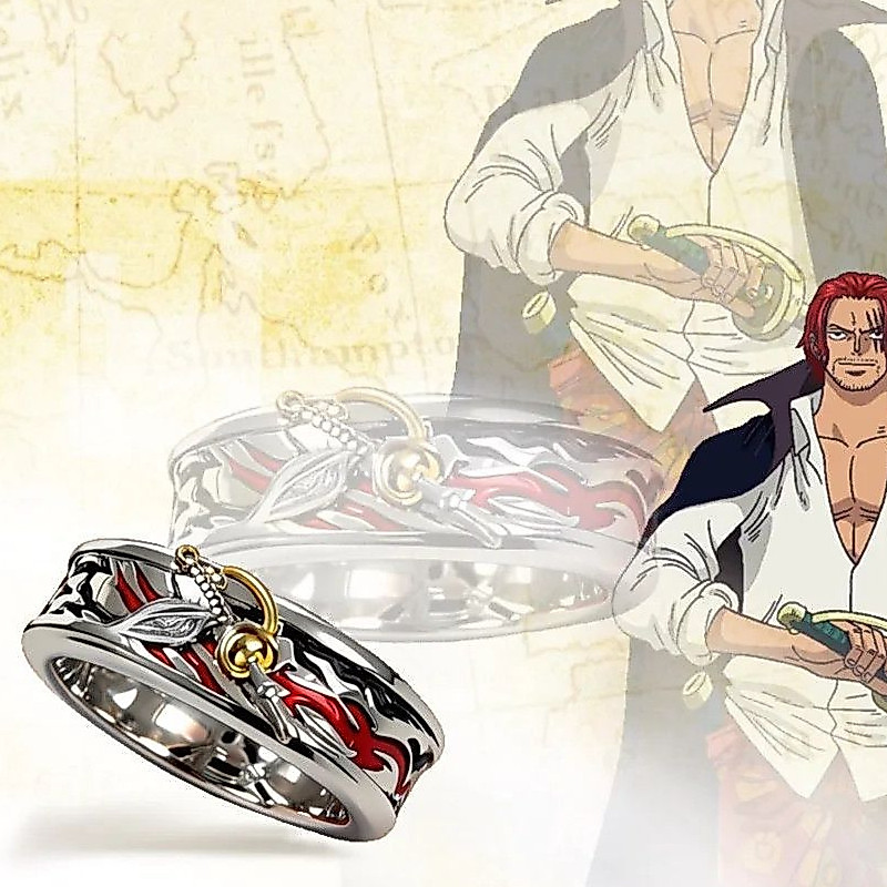 Bán ~ 2026 Phong Cách Mới One Piece Tóc Đỏ Shanks Nhẫn Chủ Đề Cao Cấp Retro Anime Thiết Kế Ấn Tượng 