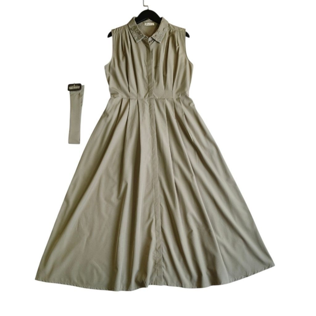 Rìu femme size F Vải Cotton dài phối màu xanh lá cây Poly màu xanh hải quân được trang trí bằng ren 