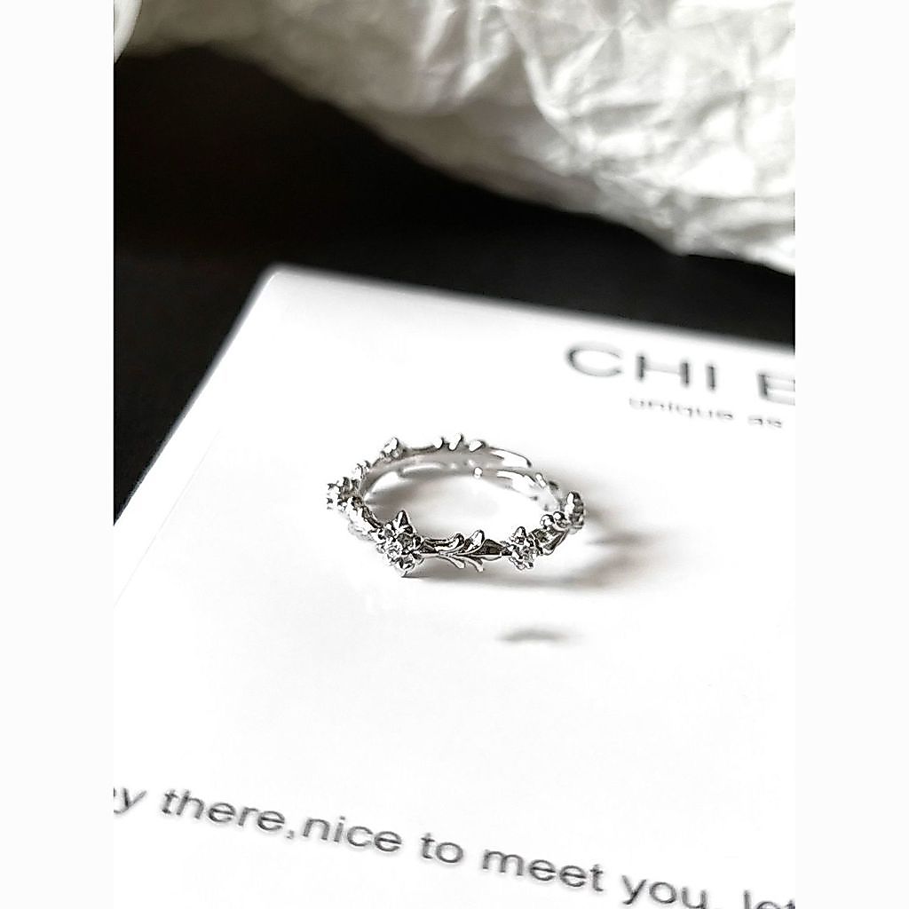 ✨Cửa hàng được đề xuất✨{Snow Iris} Thiết Kế Cặp Đôi Phong Cách Hoa Iris Mạ Bạc Vòng Kẻ Sọc Thoáng Má