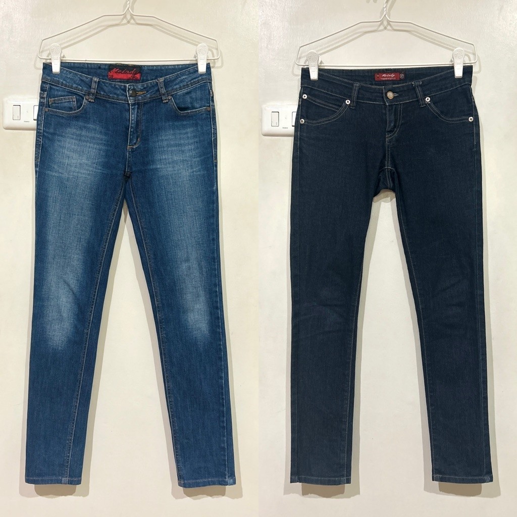 Quần jean Mc lady 1 Authentic Skinny Eo thấp Xanh và Đen * Tiến lên * Đã qua sử dụng *
