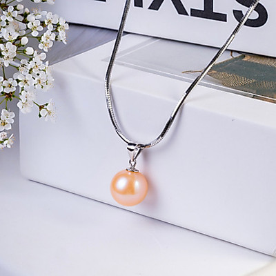 Dây Chuyền Titan Không Ghỉ Đính Ngọc Trai Cam - Ngọc Trai Trường Thịnh