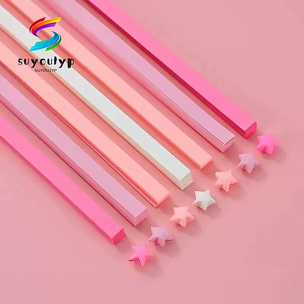 SUYOUMY Star Origami Paper, Art Craft Cartoon Star Paper Strip, DIY Best Wishes Nhiều Màu Sắc Một Mặ