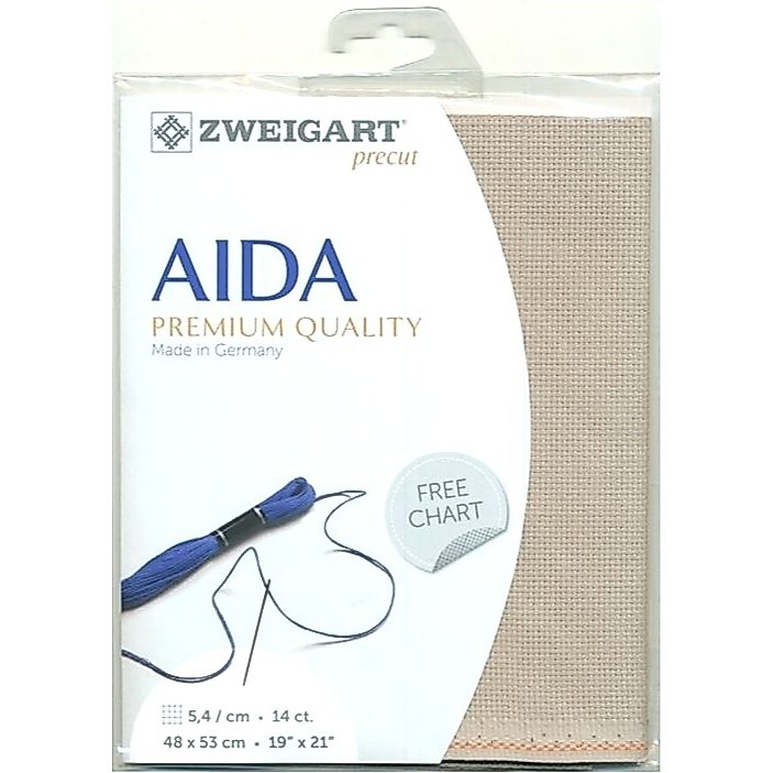 FA14-3021 Vải Ida Kích Thước Mắt 14 Inch / Inch Xám-Brown 48x53 Cm.brand Zweigart (14 ct. Đá Xám Aid