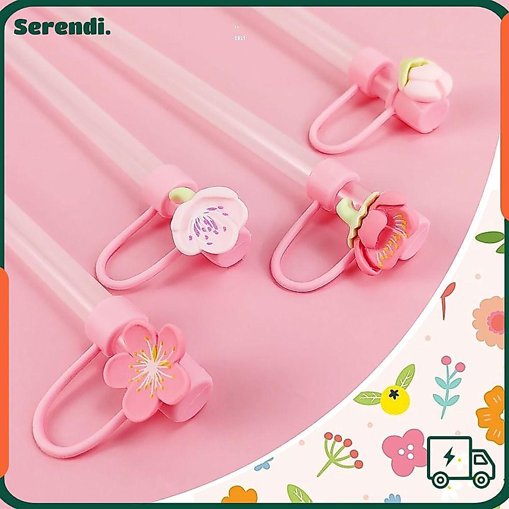 SERENDI Ống Hút Topper, Đồ Dùng Dự Tiệc Chống Bụi Ống Hút Đầu Bao, Hoa Nhỏ Gọn Niêm Phong Tốt Hút Đầ