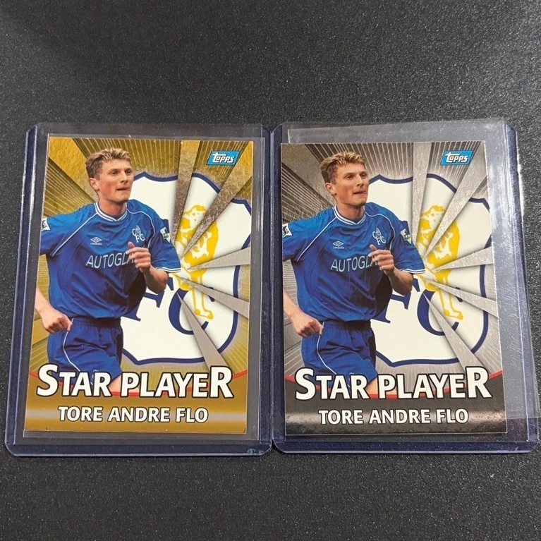 ❈ ็ ♤ 2 ❈ Tore Andre Flo Gold & Silver (Chelsea) Star Players - Topps Premier Gold 2001
