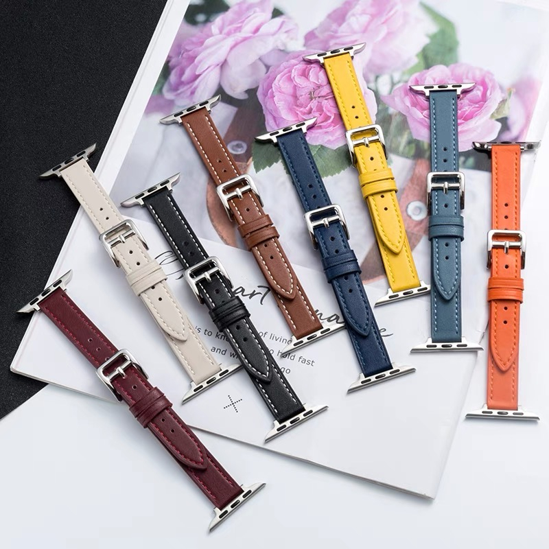 Dây da PU nhỏ Loại đai bạc có thể sử dụng với đồng hồ thông minh 8 7 6 5 4 3 2 1 Ultra 8 Pro HW67min