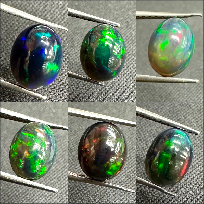 Đá tự nhiên opal đen Ethiopia hình bầu dục 1 đá quý